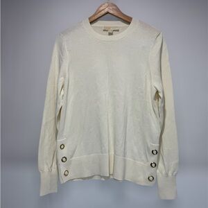 NWT Michael Kors Bone/Cream Knit Sweater with Gold Eyelet Details Size M